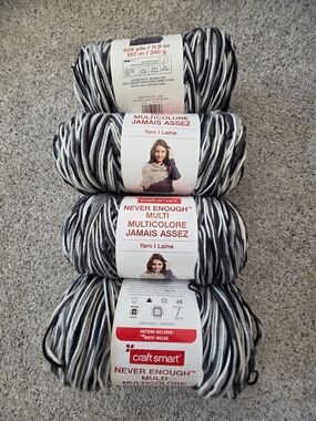 Never Enough Multi Yarn - Black/White/Gray